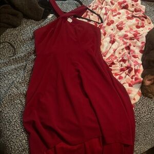 Elegant Red High Low Dress